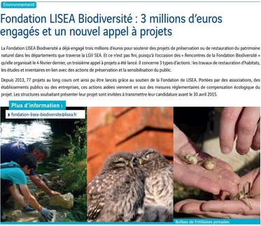 Lisea-Express Avril 2015 Fondation-LISEA-biodiversite