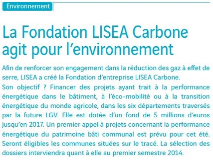 Lisea-Express Juillet 2013 Fondation-LISEA-carbone